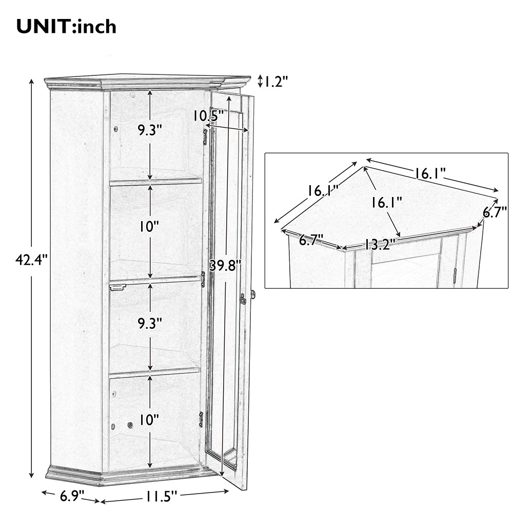 Corner Cabinet with Glass Door - White_10