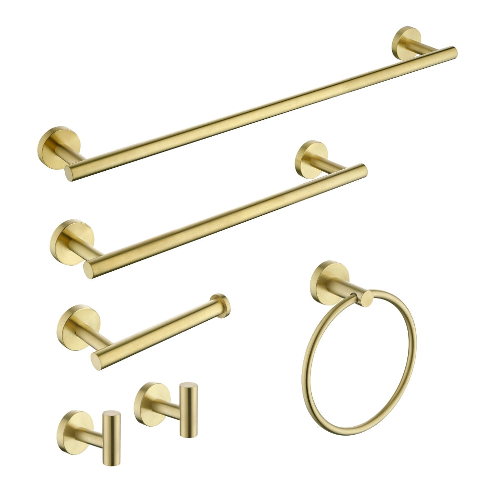 6-Piece Brushed Gold Bathroom Hardware Set Wall-Mounted SUS304_0