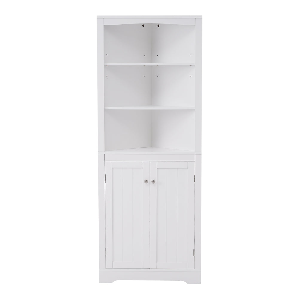 White Corner Cabinet with Adjustable Shelves_0