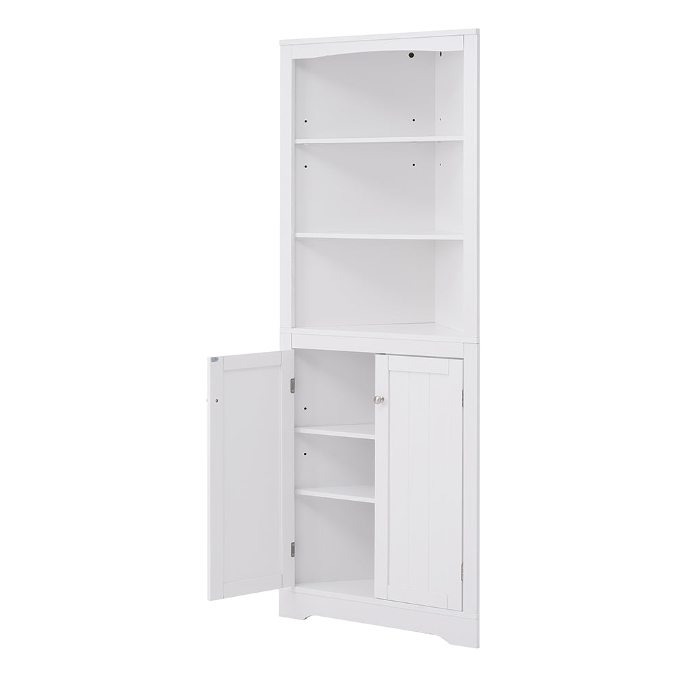 White Corner Cabinet with Adjustable Shelves_4