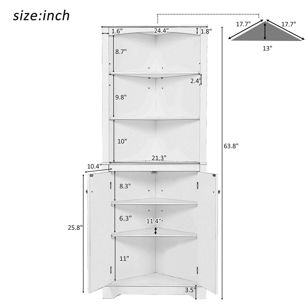 White Corner Cabinet with Adjustable Shelves_9
