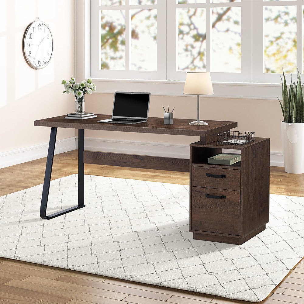65 Inch Home Office Desk with Drawers & Hanging File Storage_1
