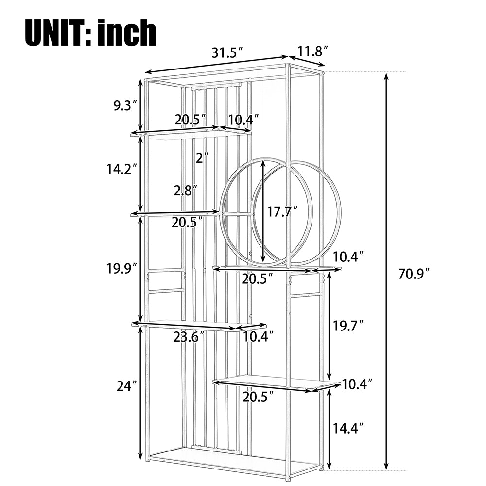 6-Tier Bookcase with Black Metal Frame_8