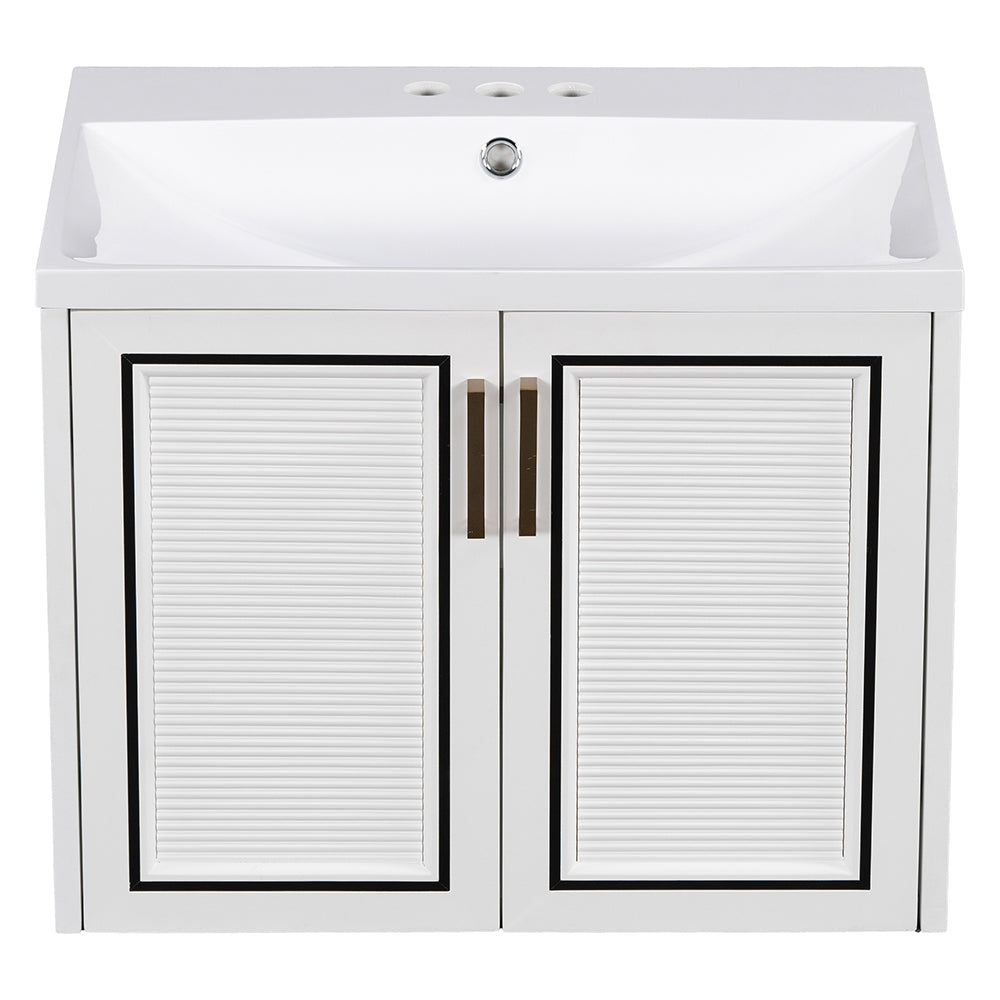 24 Inch Wall-Mounted Bathroom Vanity with Ceramic Basin - White_7