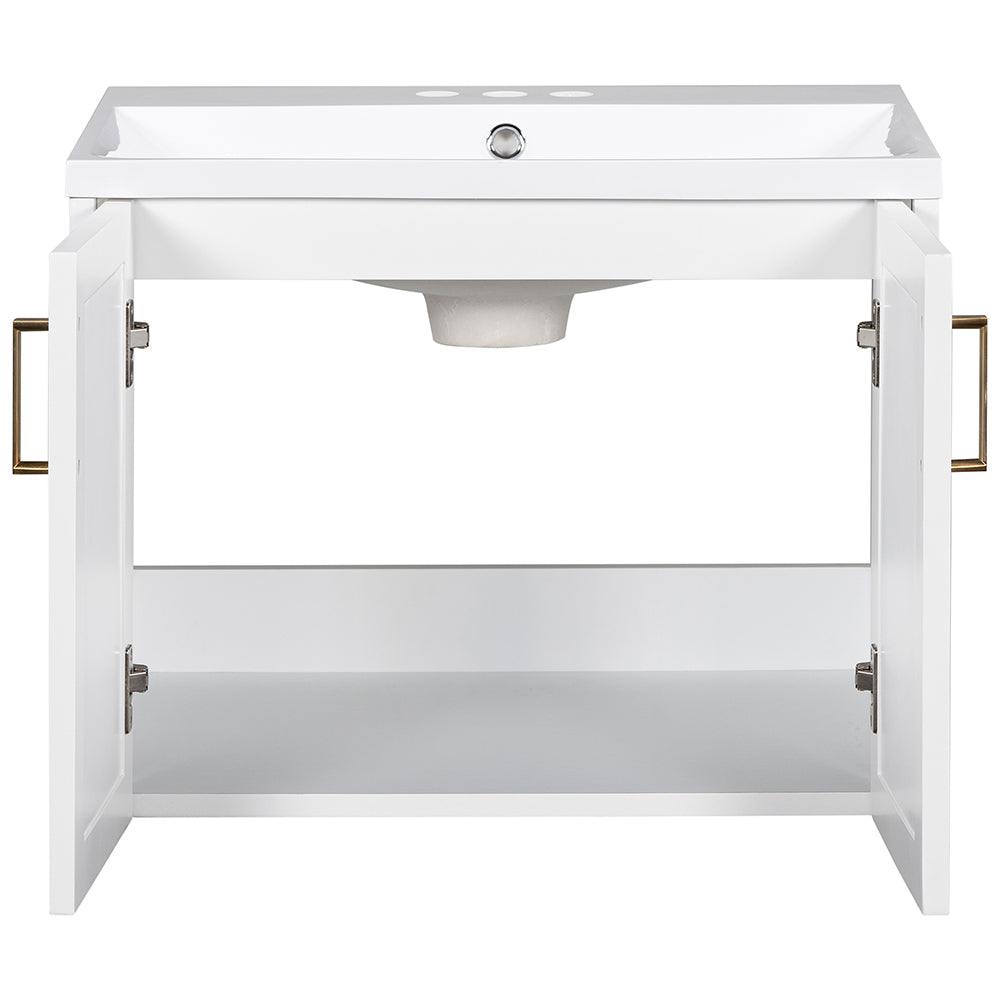 24 Inch Wall-Mounted Bathroom Vanity with Ceramic Basin - White_5