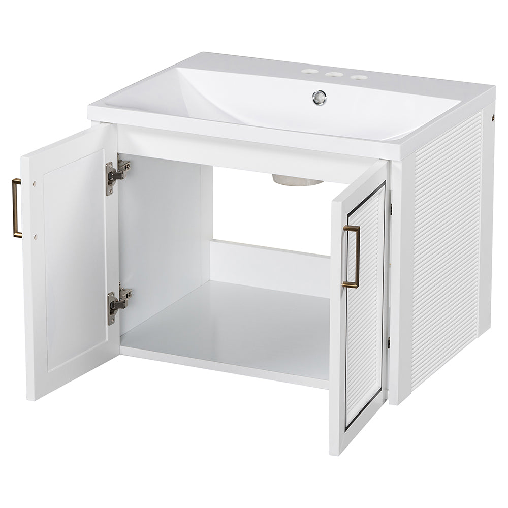 24 Inch Wall-Mounted Bathroom Vanity with Ceramic Basin - White_4
