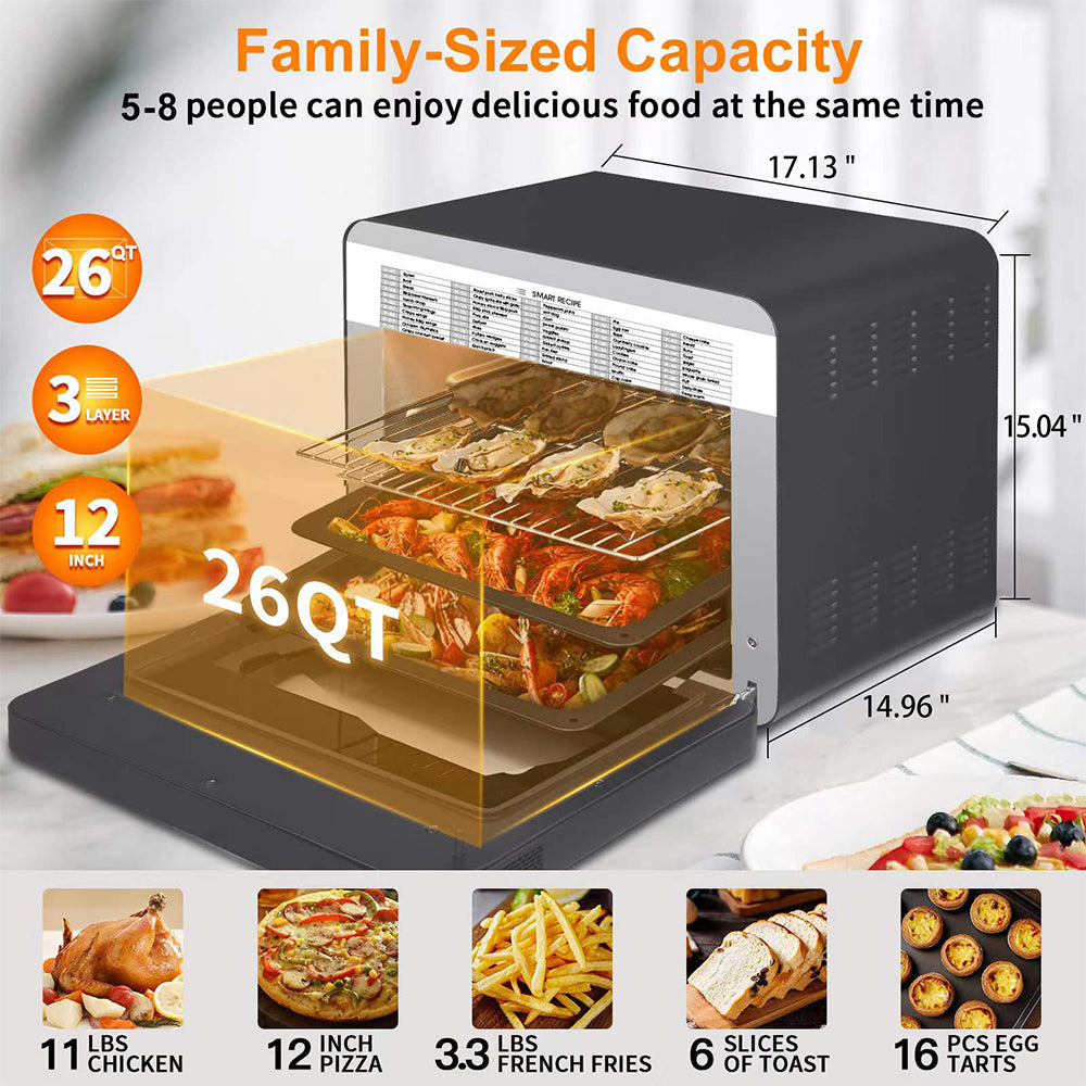 26QT Geek Chef Steam Air Fryer Oven Combo: Black, Stainless Steel_5