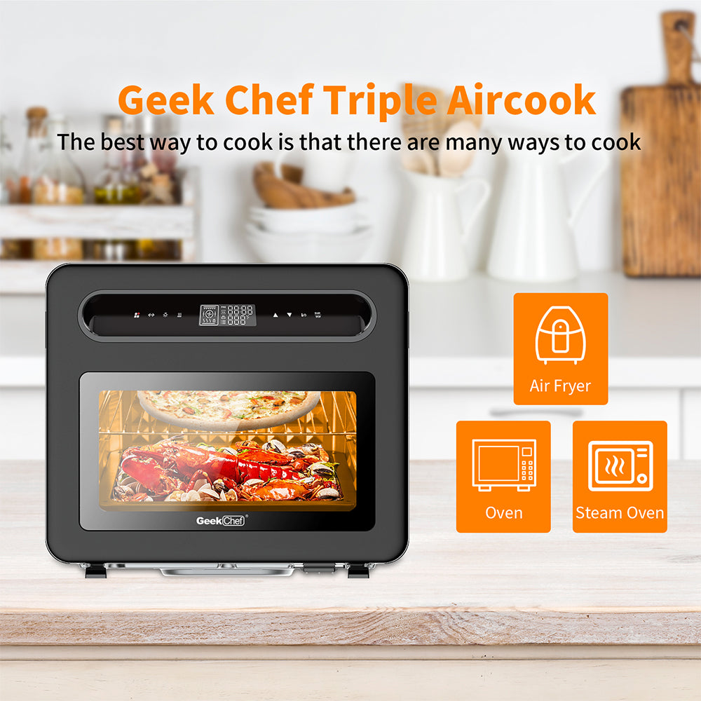 26QT Geek Chef Steam Air Fryer Oven Combo: Black, Stainless Steel_2