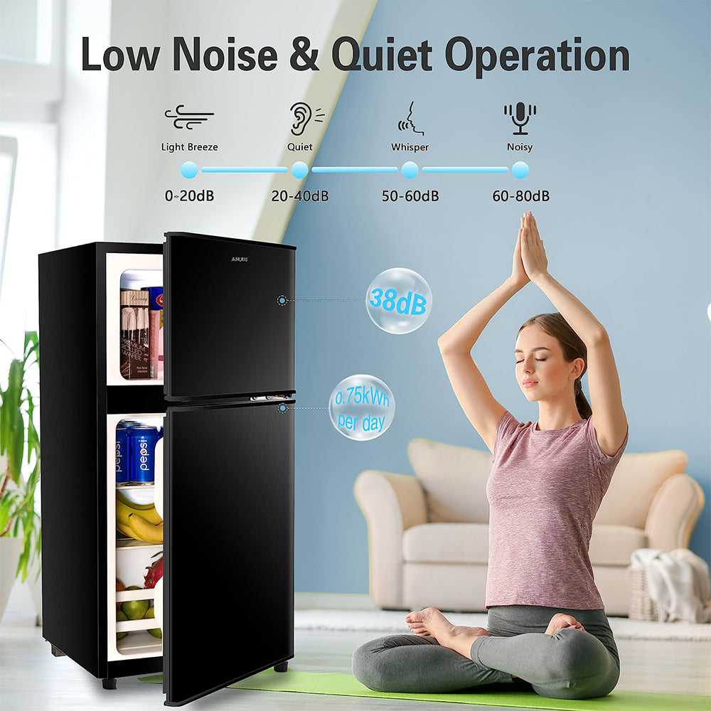 3.5Cu.Ft Mini Fridge with Freezer, 2 Door, Adjustable Thermostat, Removable Shelves - Black_2