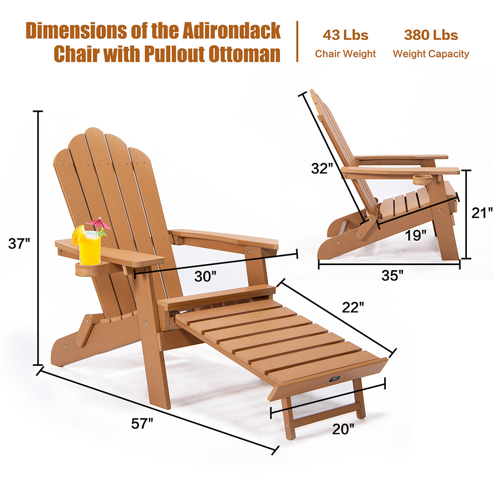 TALE Oversized Folding Adirondack Chair with Pullout Ottoman and Cup Holder_9