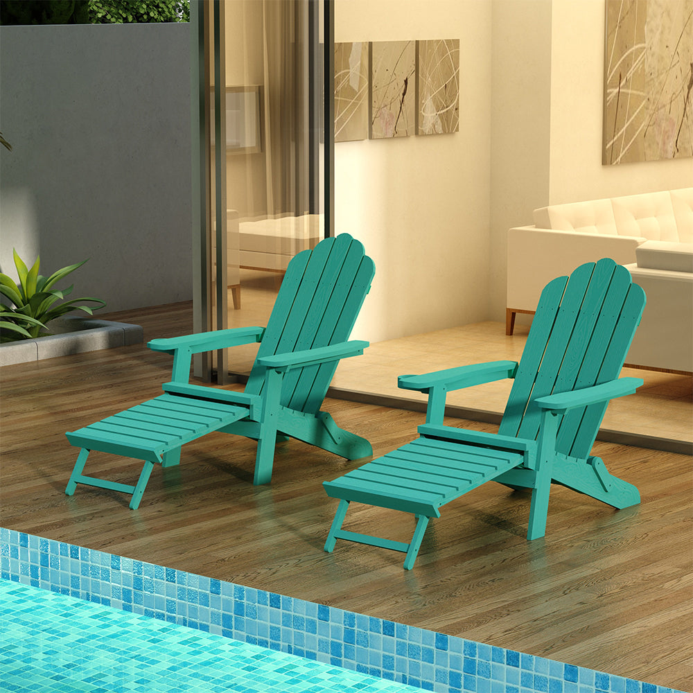 TALE Oversized Folding Adirondack Chair with Pullout Ottoman and Cup Holder - Green_4