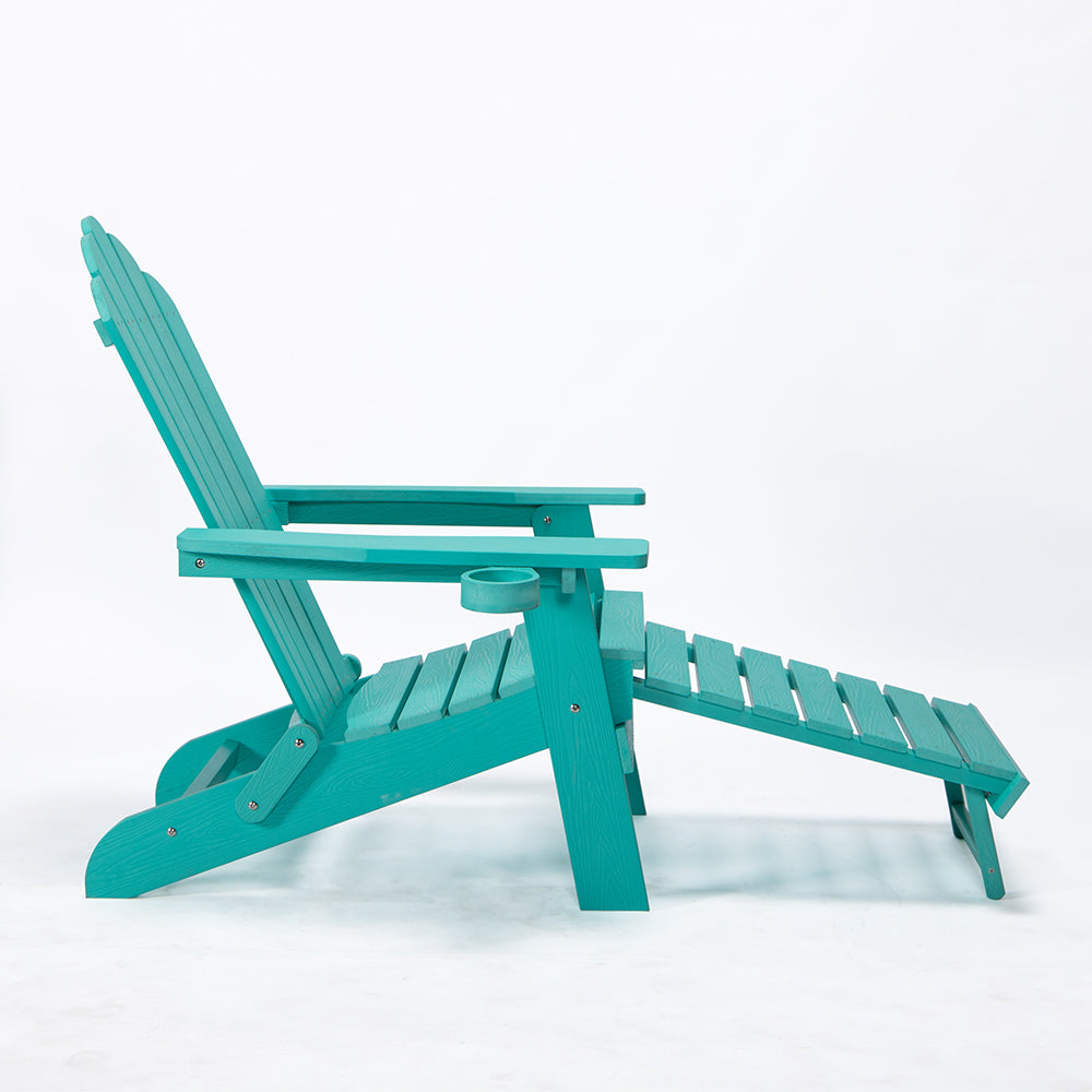 TALE Oversized Folding Adirondack Chair with Pullout Ottoman and Cup Holder - Green_2