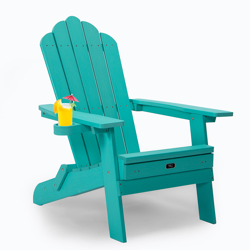 TALE Oversized Folding Adirondack Chair with Pullout Ottoman and Cup Holder - Green_1