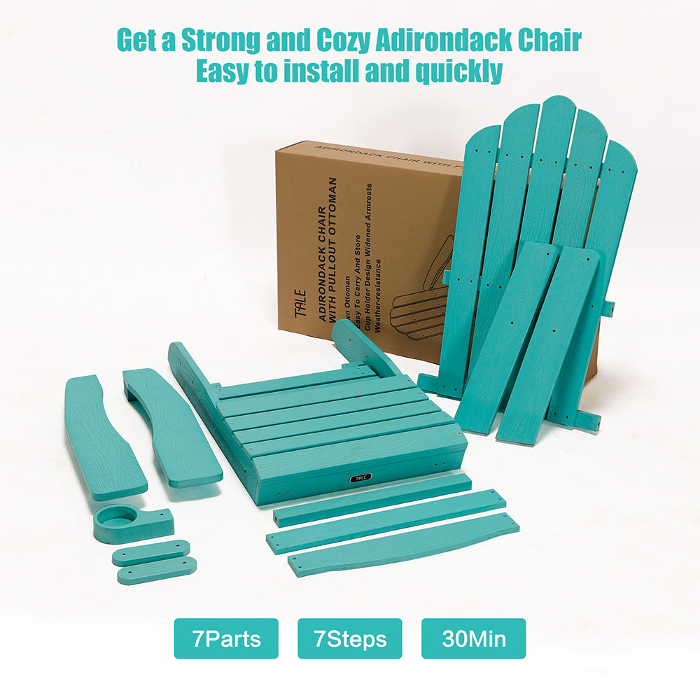 TALE Oversized Folding Adirondack Chair with Pullout Ottoman and Cup Holder - Green_8