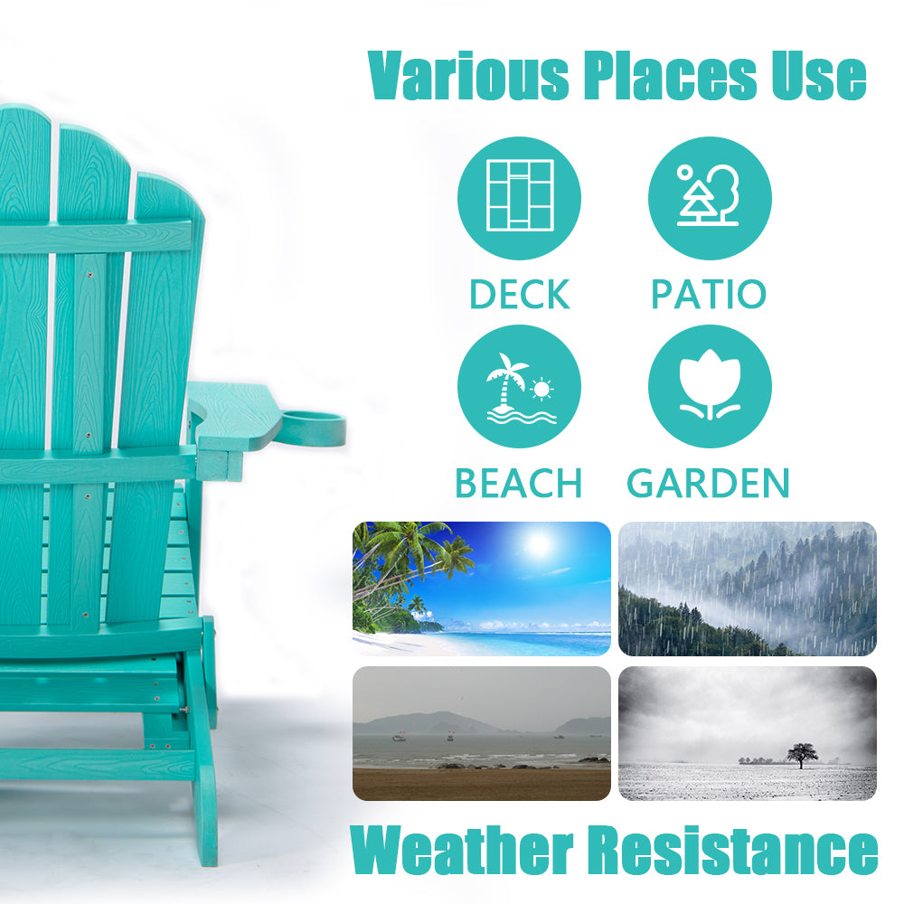 TALE Oversized Folding Adirondack Chair with Pullout Ottoman and Cup Holder - Green_7