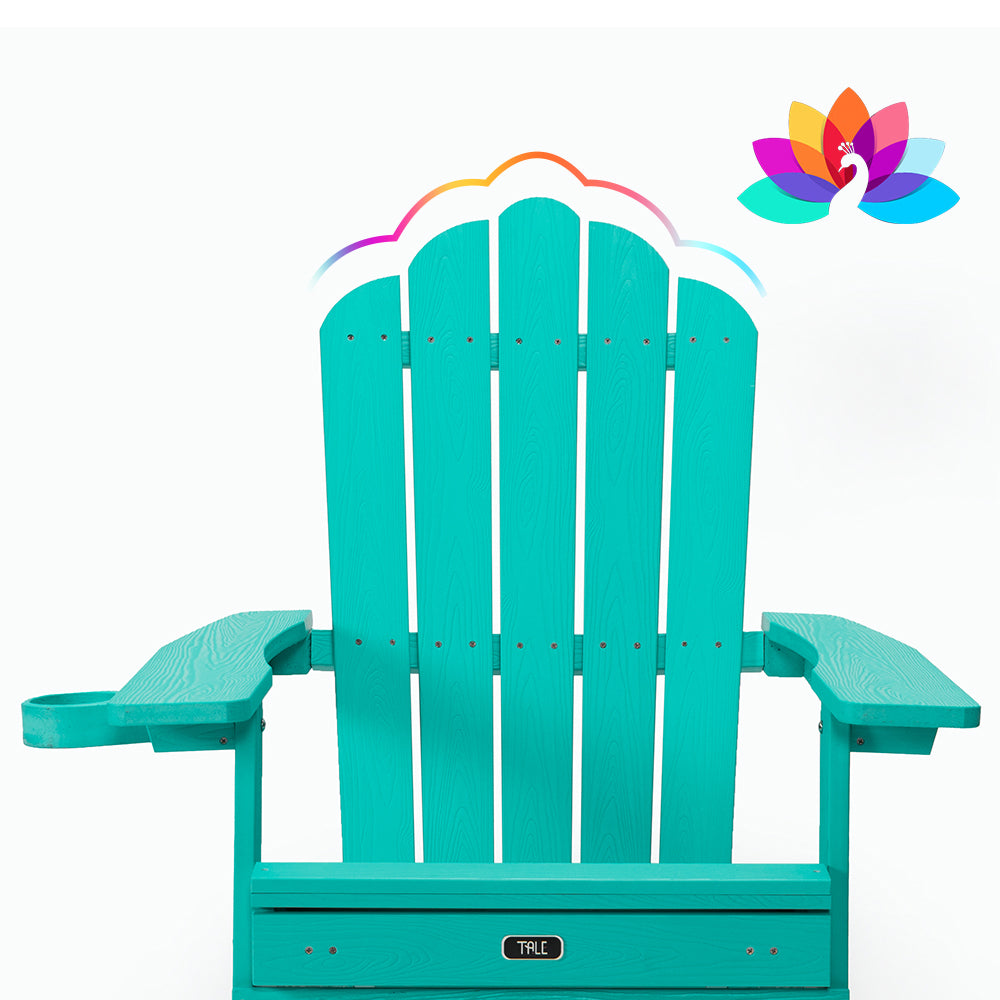 TALE Oversized Folding Adirondack Chair with Pullout Ottoman and Cup Holder - Green_3