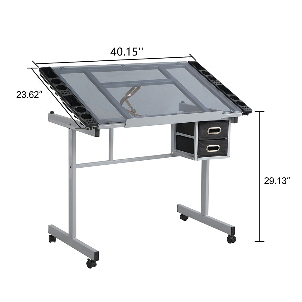 Adjustable Art Drawing Desk with Craft Station_8