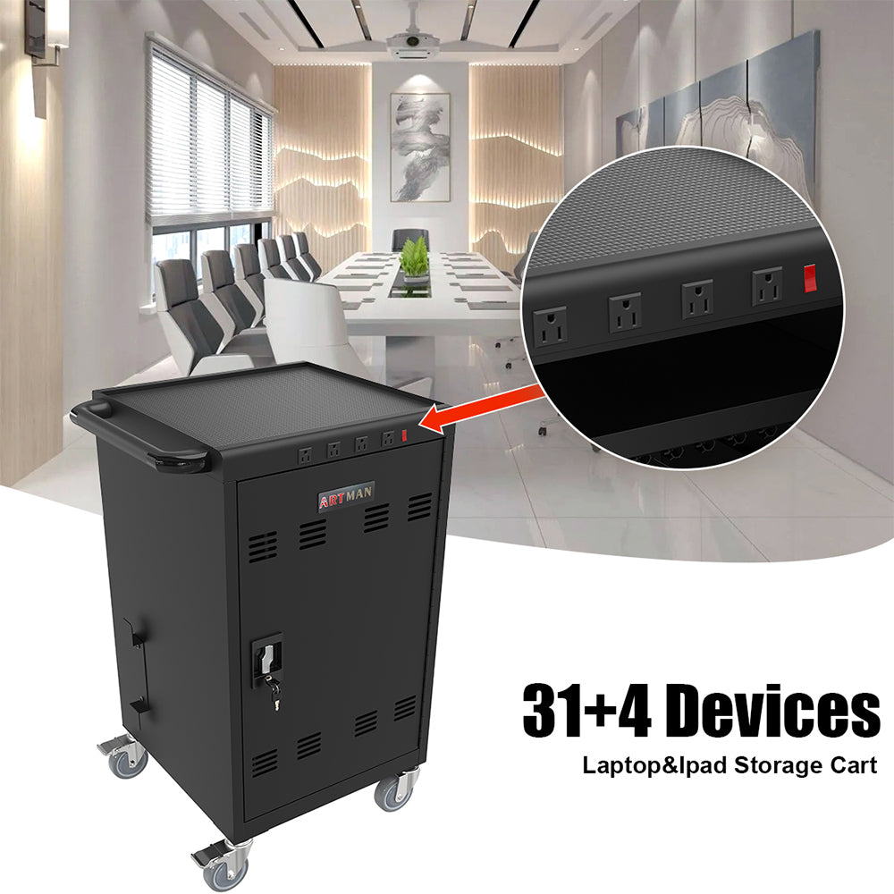 35-Device Mobile Charging Cart for Tablets & Laptops - Black_3