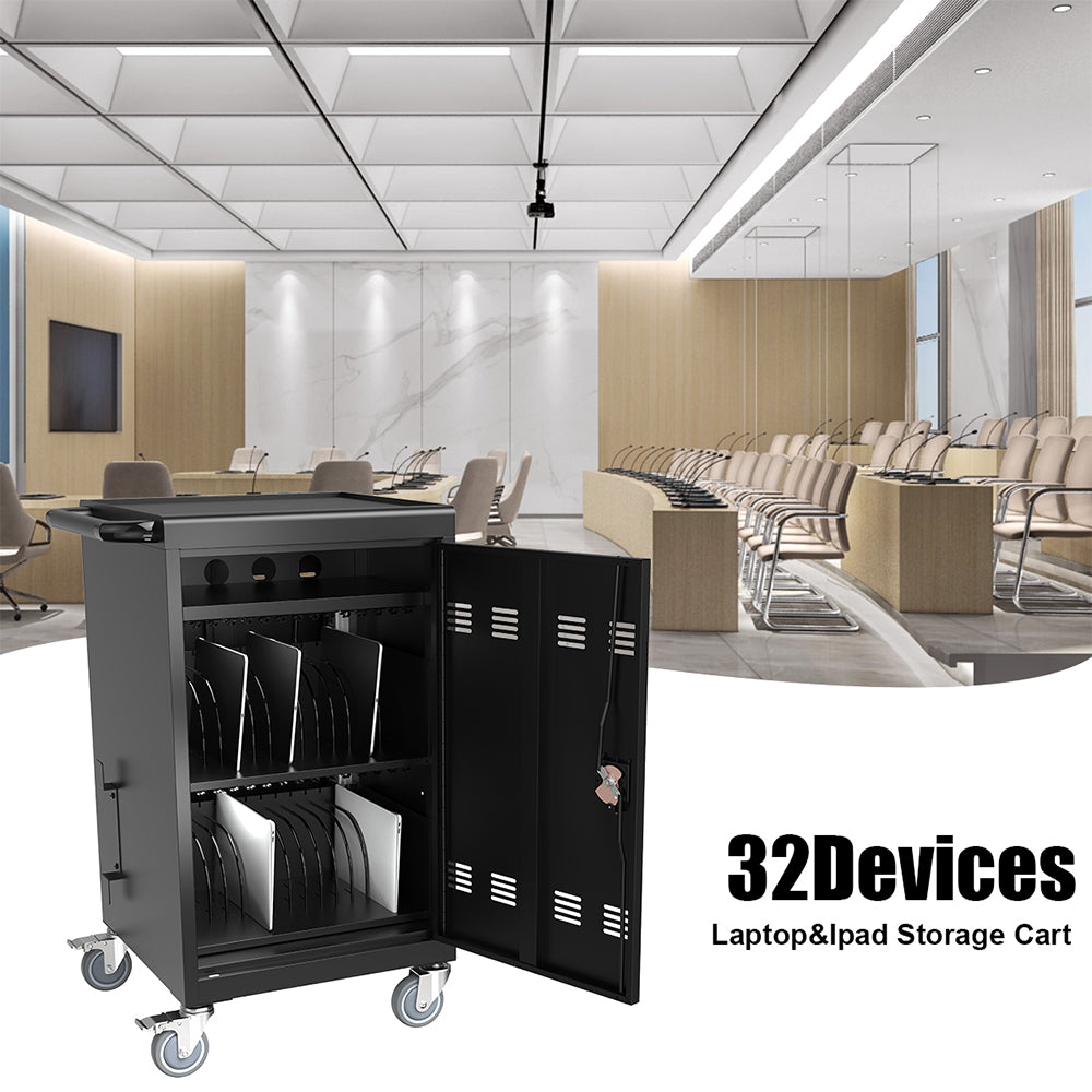 Mobile Charging Cart and Cabinet for Tablets, Laptops - Black_4