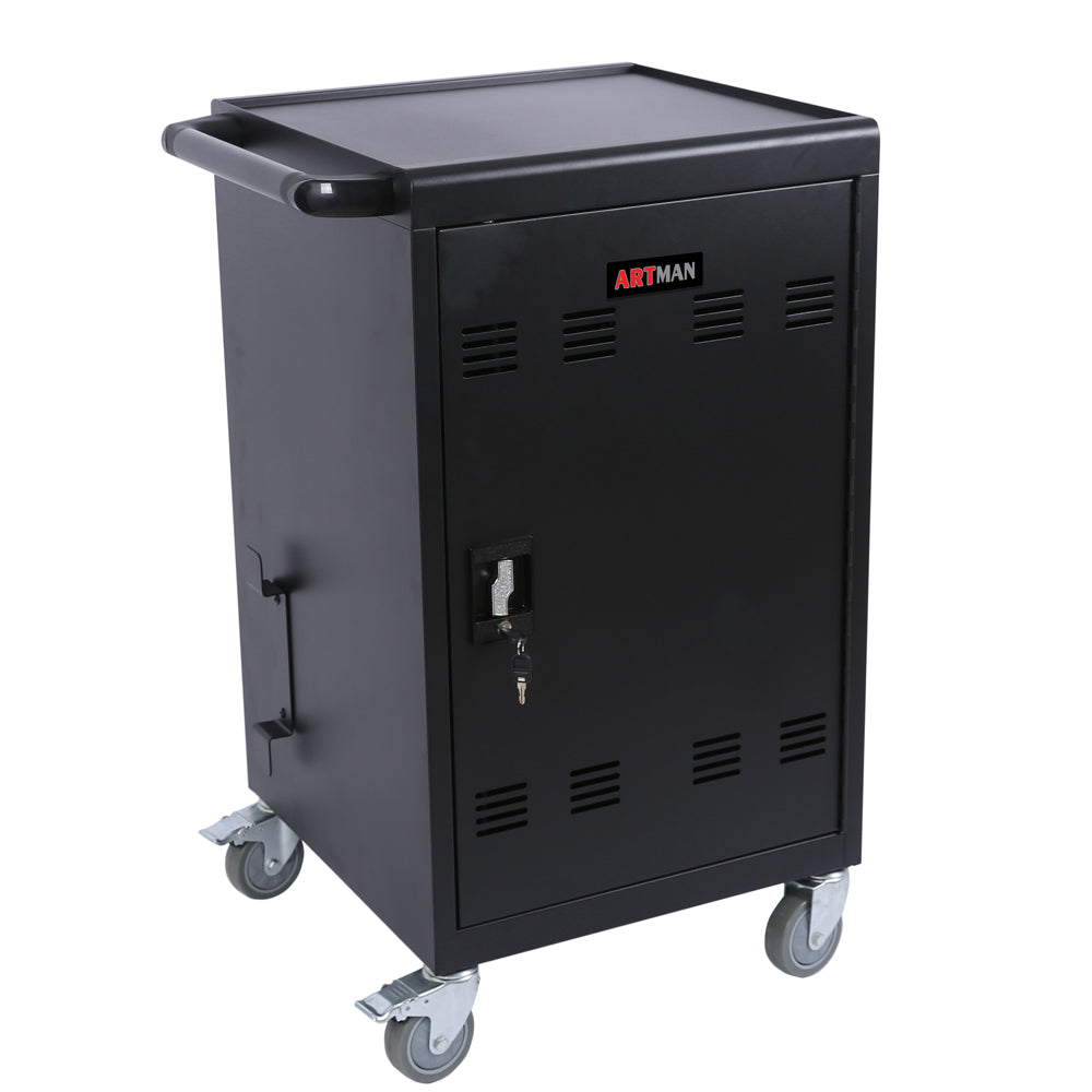 Mobile Charging Cart and Cabinet for Tablets, Laptops - Black_1