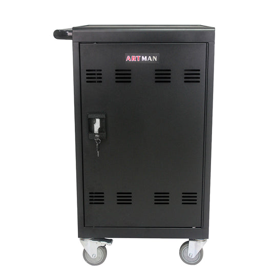 Mobile Charging Cart and Cabinet for Tablets, Laptops - Black_0