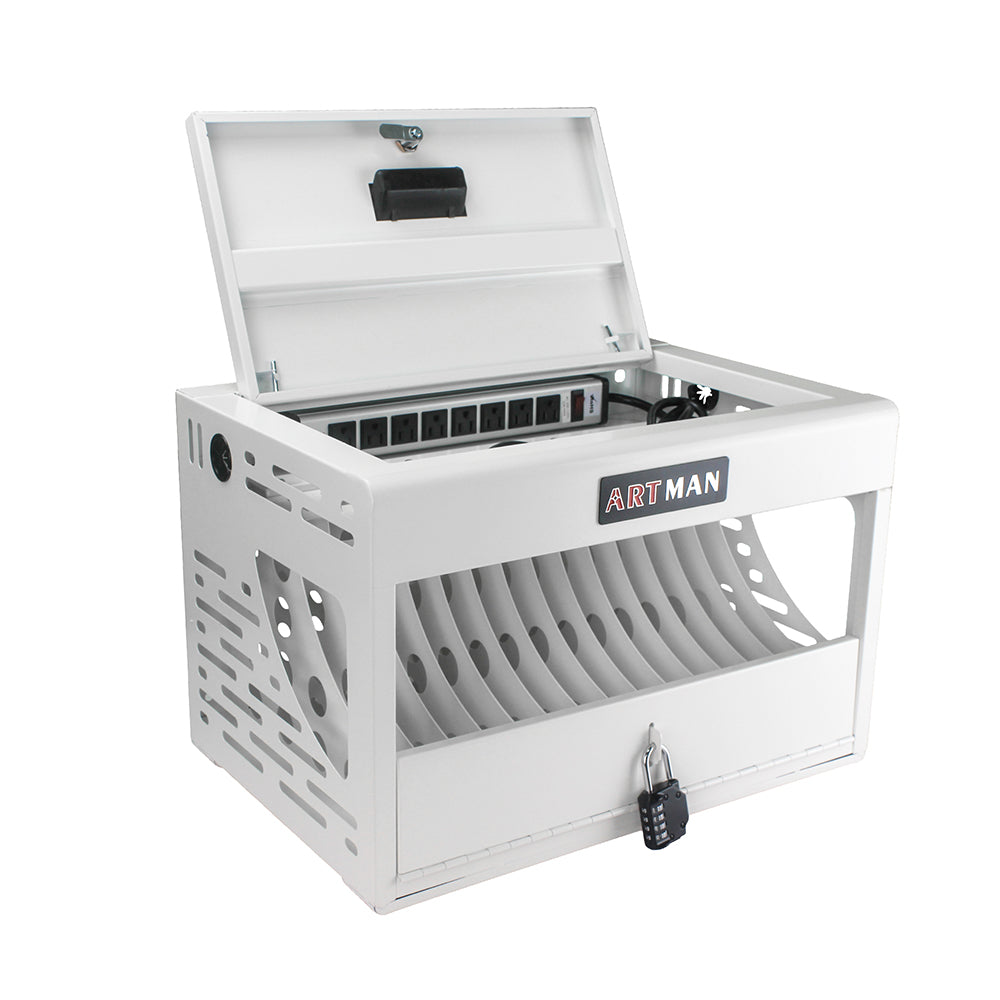 16-Bay Laptop & Chromebook Charging Cabinet with Lock - White_14