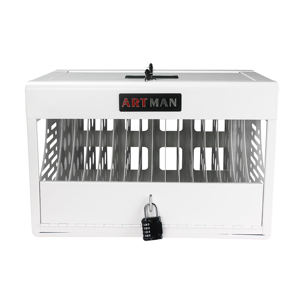 16-Bay Laptop & Chromebook Charging Cabinet with Lock - White_1