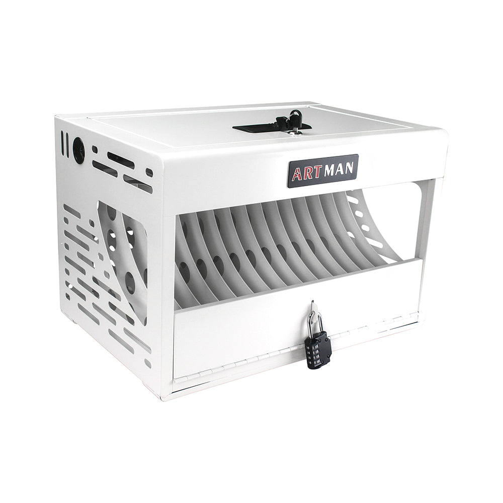 16-Bay Laptop & Chromebook Charging Cabinet with Lock - White_13