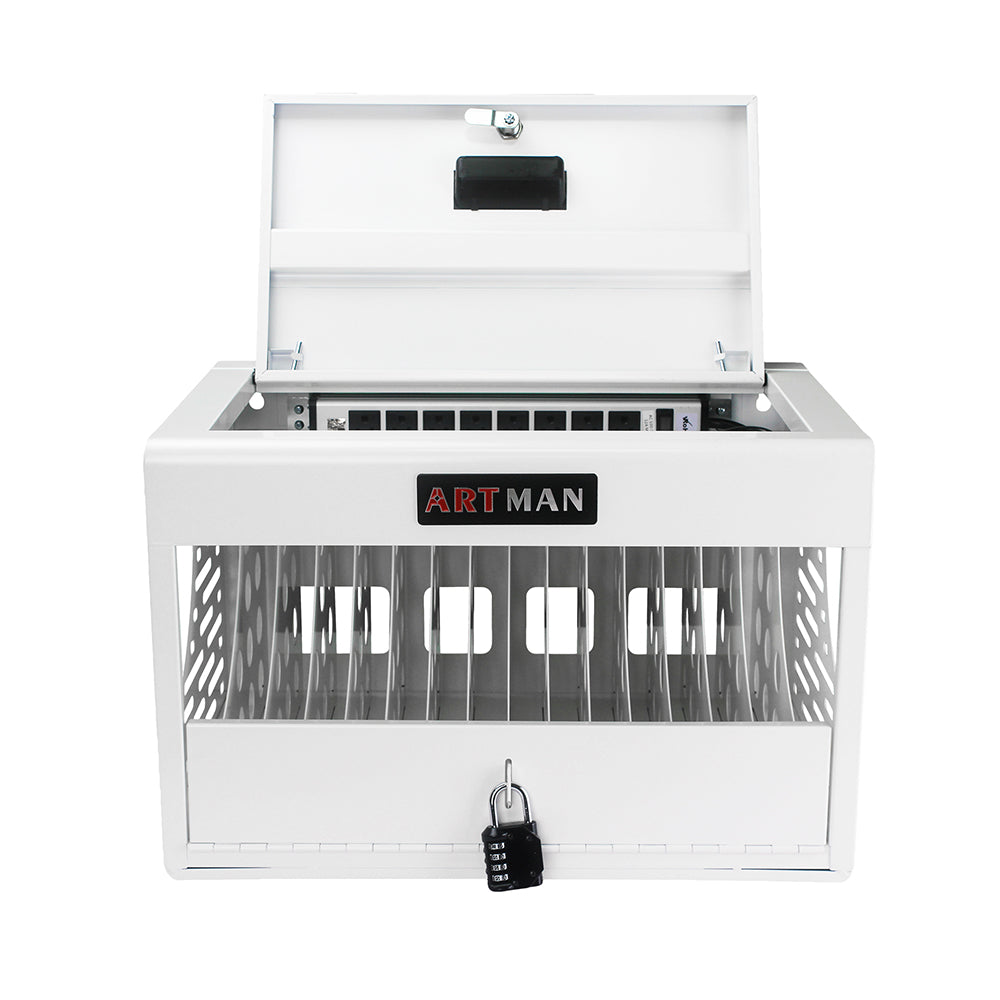 16-Bay Laptop & Chromebook Charging Cabinet with Lock - White_12