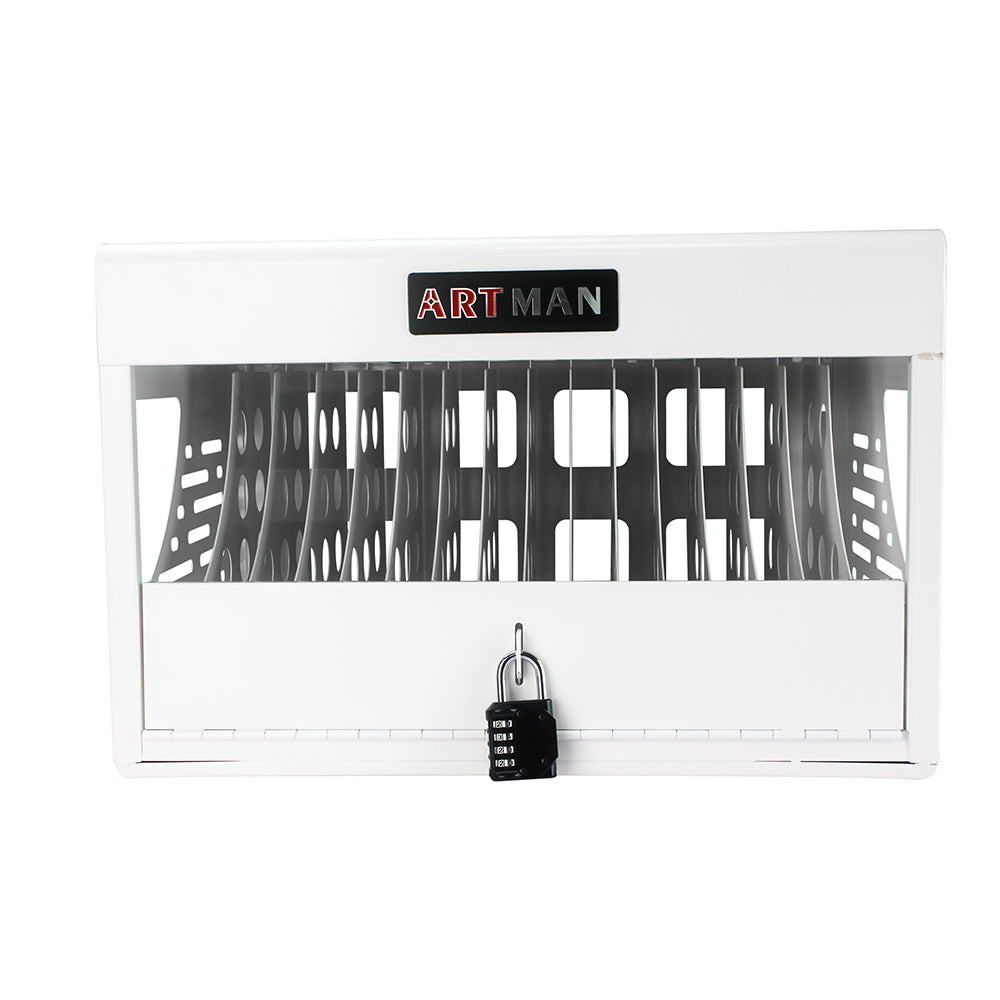 16-Bay Laptop & Chromebook Charging Cabinet with Lock - White_7