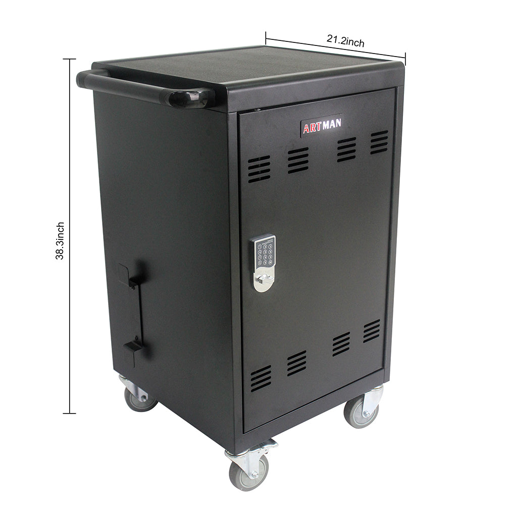 32-Device Mobile Charging Cart & Cabinet - Black_12