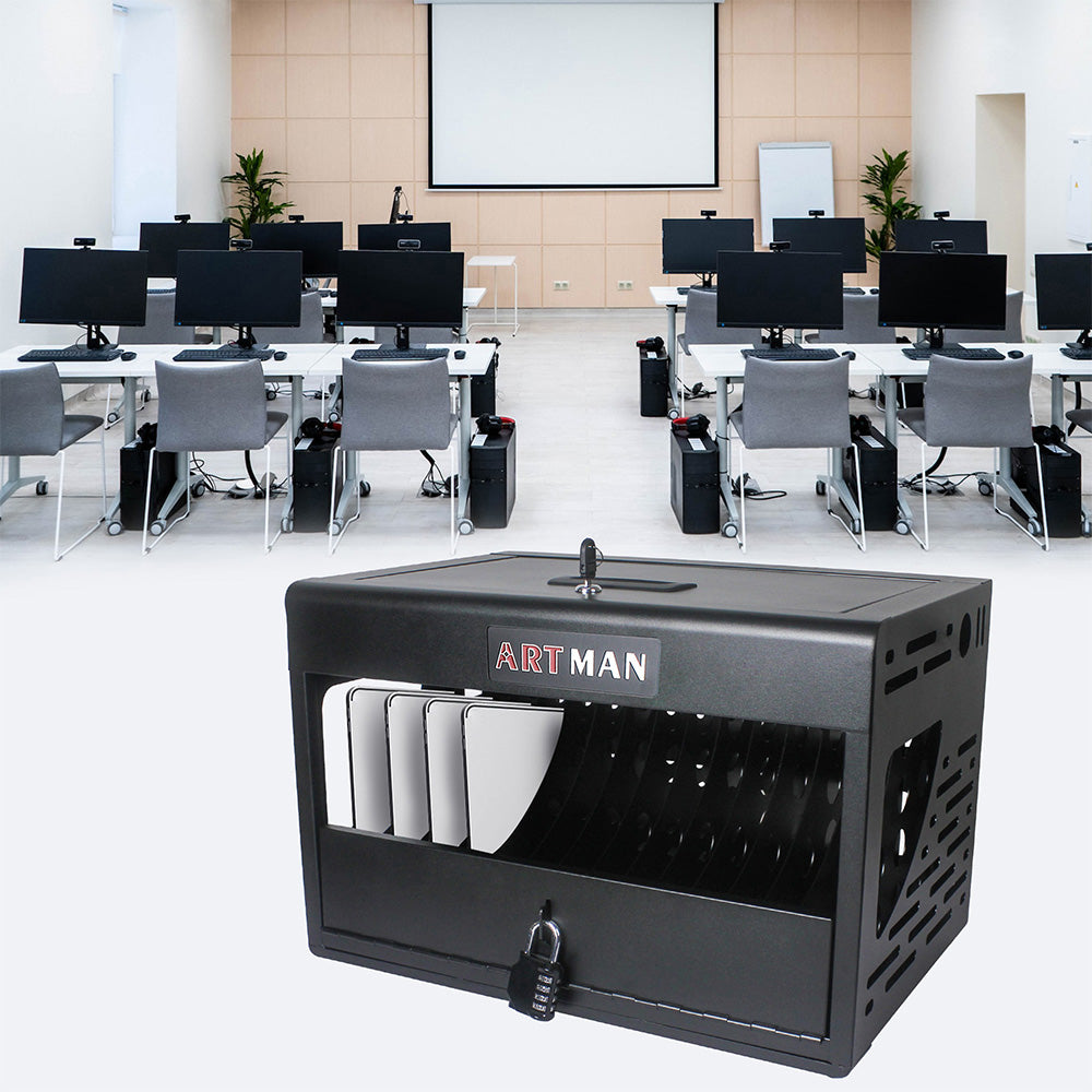 16-Bay Laptop/Chromebook Charging Cabinet with Lock - Black_7