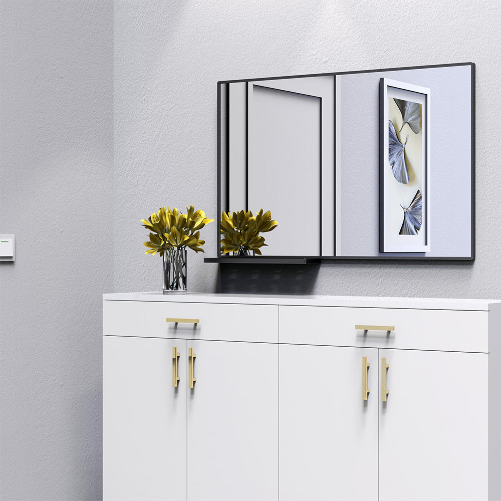 48x30 Inch Modern Bathroom Mirror with Storage Shelf_2
