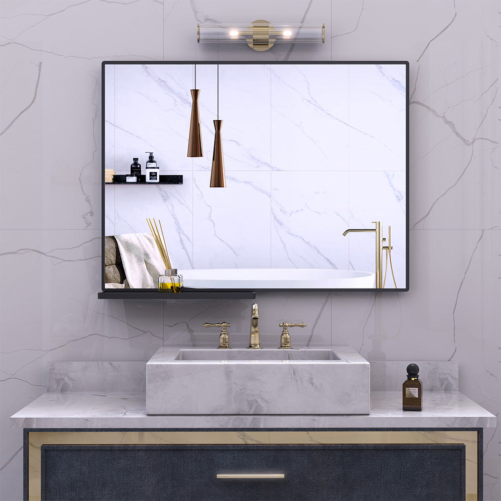 48x30 Inch Modern Bathroom Mirror with Storage Shelf_1