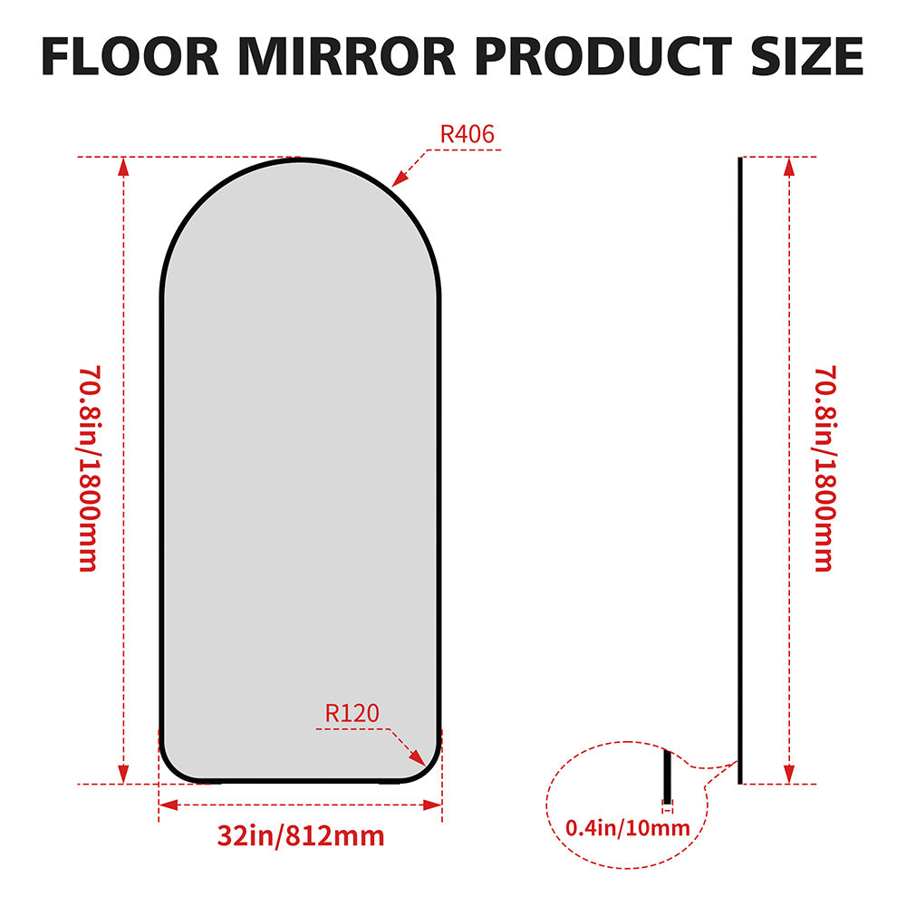 71x32 Inch Arch Full-Length Mirror - Black_11