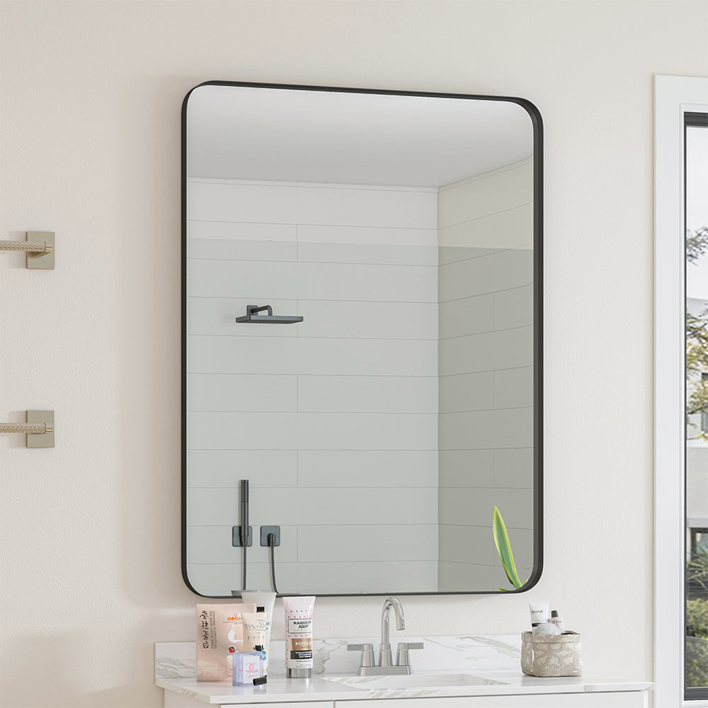 30x40 Inch Rectangular Metal Framed Wall Mirror - Black_1