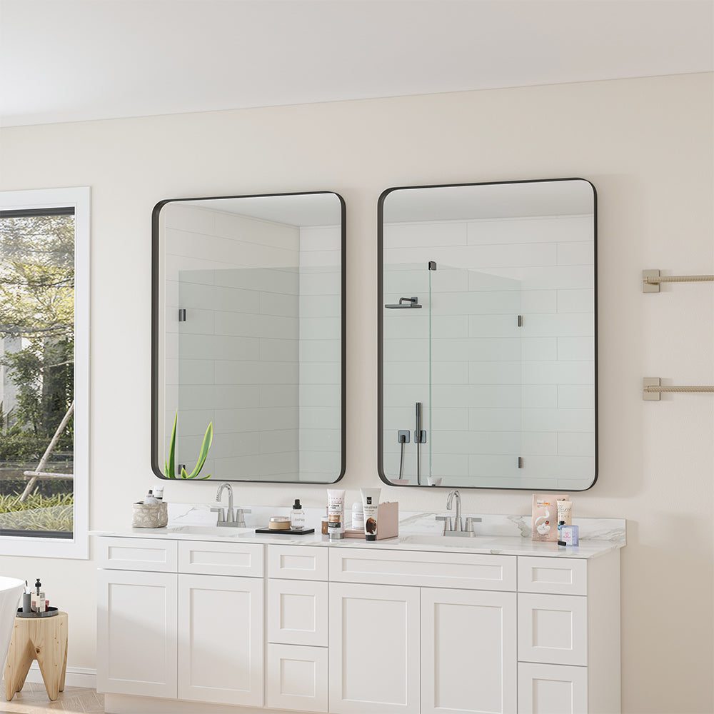 30x40 Inch Rectangular Metal Framed Wall Mirror - Black_7