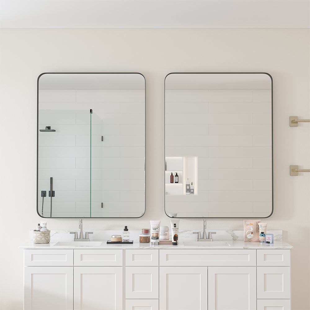 30x40 Inch Rectangular Metal Framed Wall Mirror - Black_6