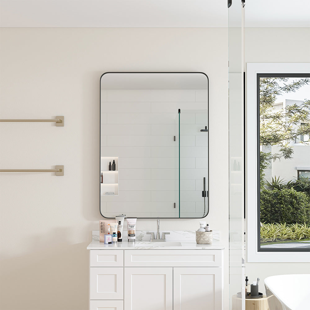 30x40 Inch Rectangular Metal Framed Wall Mirror - Black_2