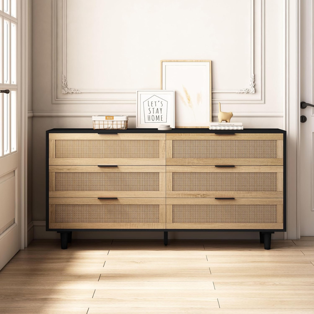 6-Drawer Rattan Dresser for Bedroom and Living Room_3