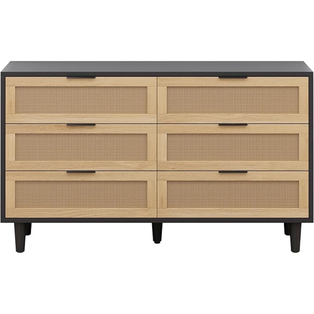 6-Drawer Rattan Dresser for Bedroom and Living Room_4