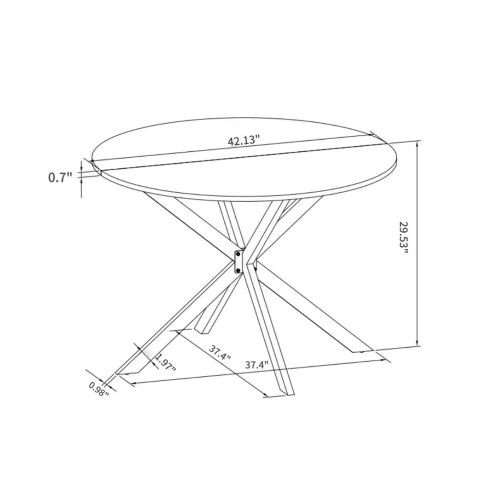 Modern White Marble Cross Leg Round Dining Table_5