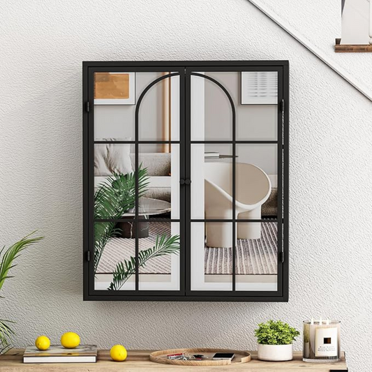 Vintage Two Door Wall Cabinet with Mirror_0