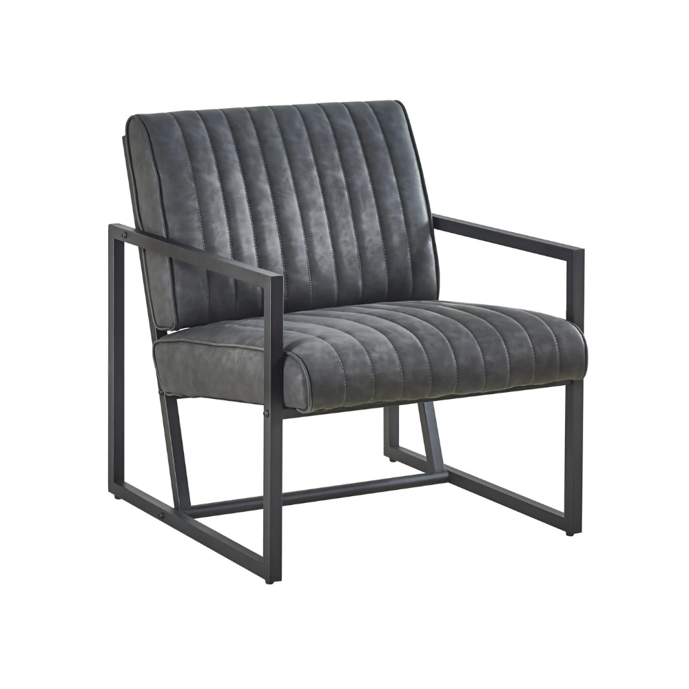 Stylish PU Leather Armchair with Metal Frame_5