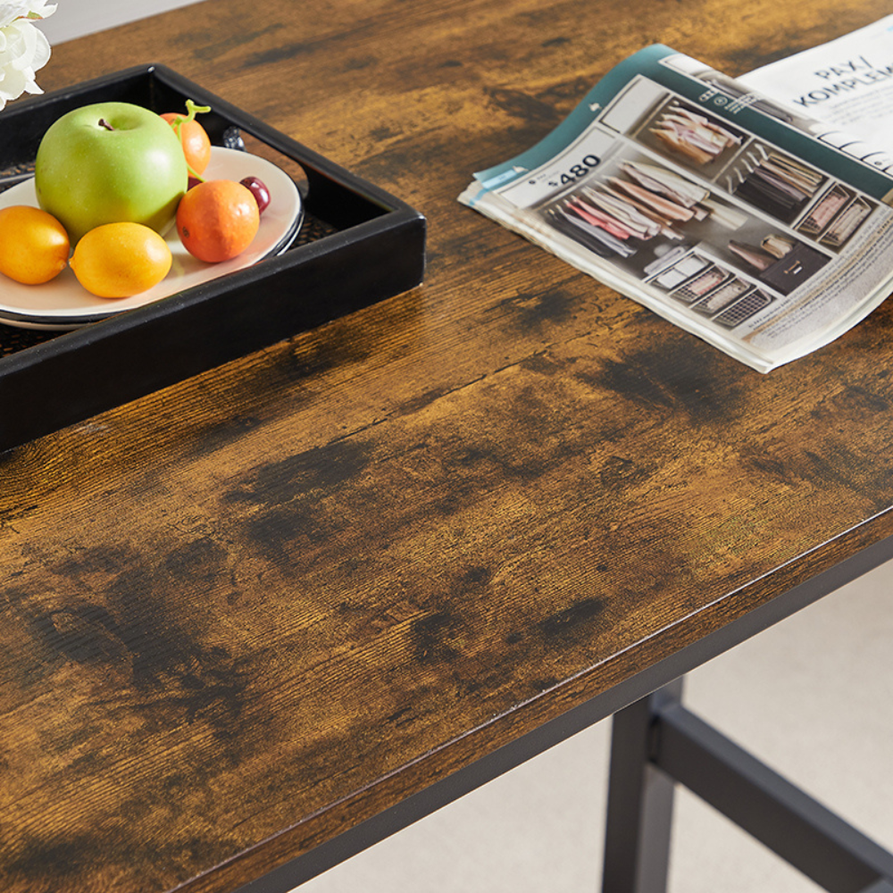 Rustic Brown Bar Table Set with 4 PU Bar Stools_3
