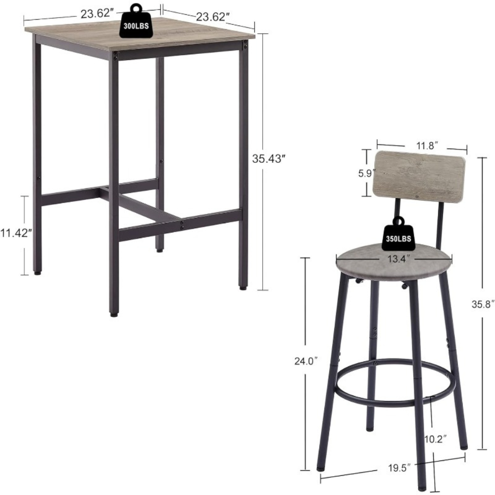Modern Bar Table Set with 2 Bar Stools_6