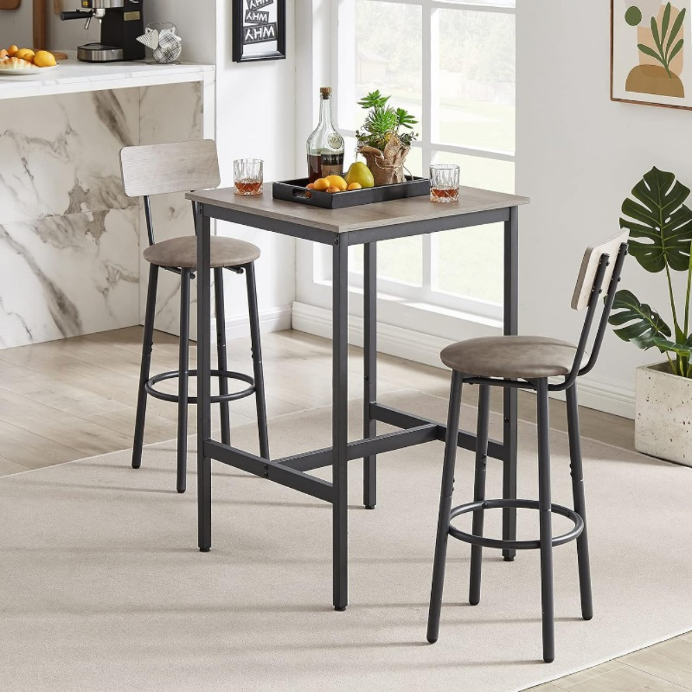 Modern Bar Table Set with 2 Bar Stools_1