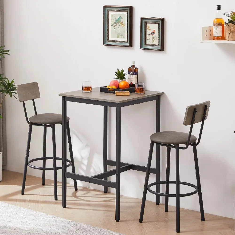 Modern Bar Table Set with 2 Bar Stools_3