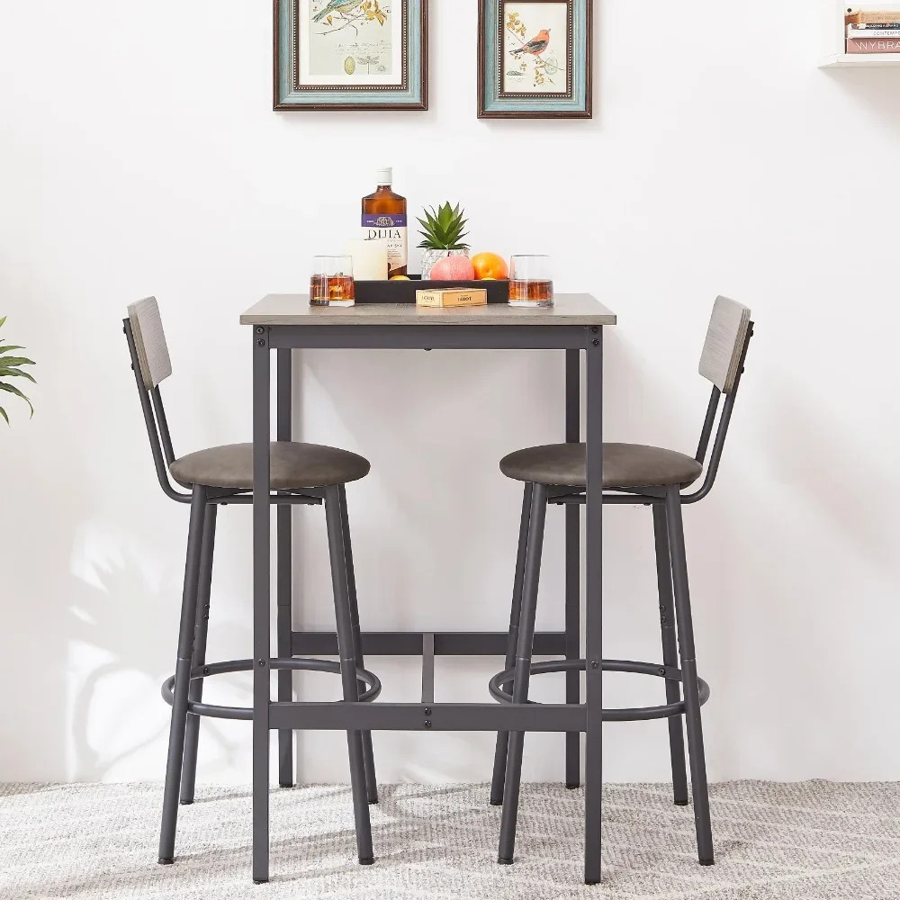 Modern Bar Table Set with 2 Bar Stools_4