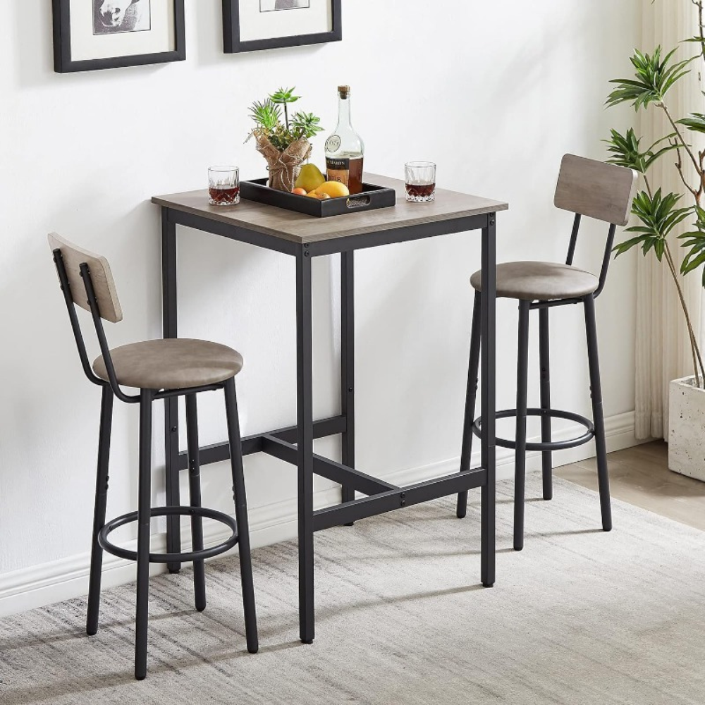 Modern Bar Table Set with 2 Bar Stools_2